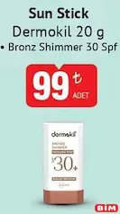 DERMOKİL SUN STİCK GÜNEŞ KREMİ BRONZ SHİMMER 30 SPF 20 G indirimli fiyat DERMOKİL SUN STİCK GÜNEŞ KREMİ BRONZ SHİMMER 30 SPF 20 G fiyat ve kampanya bilgisi